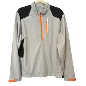 Snake Eyes Men's Golf Windbreaker Weather 18 Gray Black with Orange Accents Sz M